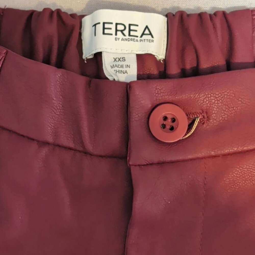 Y2K Grunge Women's NWT Vegan Leather Cargo Pants High Rise Dark Cherry Size XXS - Picture 12 of 14